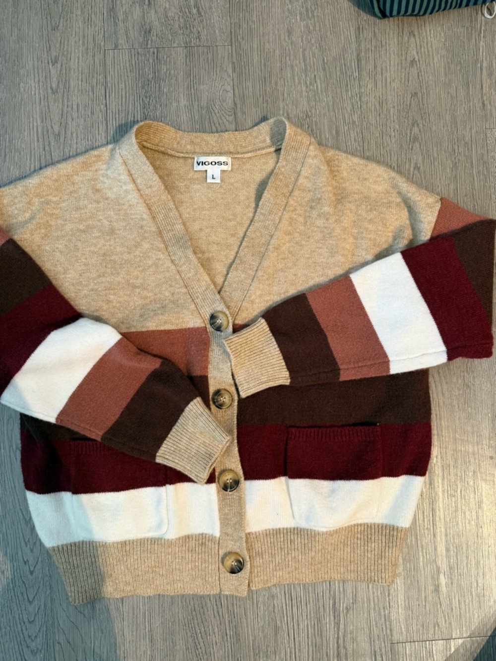 Vigoss Solid Beige Knit Sweater Top
